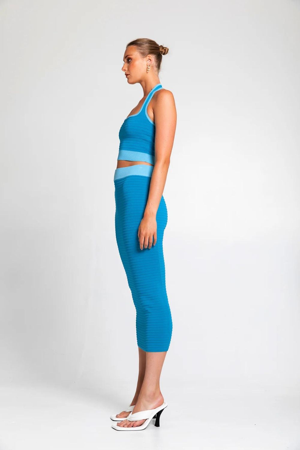 St Cloud The Label | Bahama Maxi Knit Halter & Skirt Set | Aquatic Blue