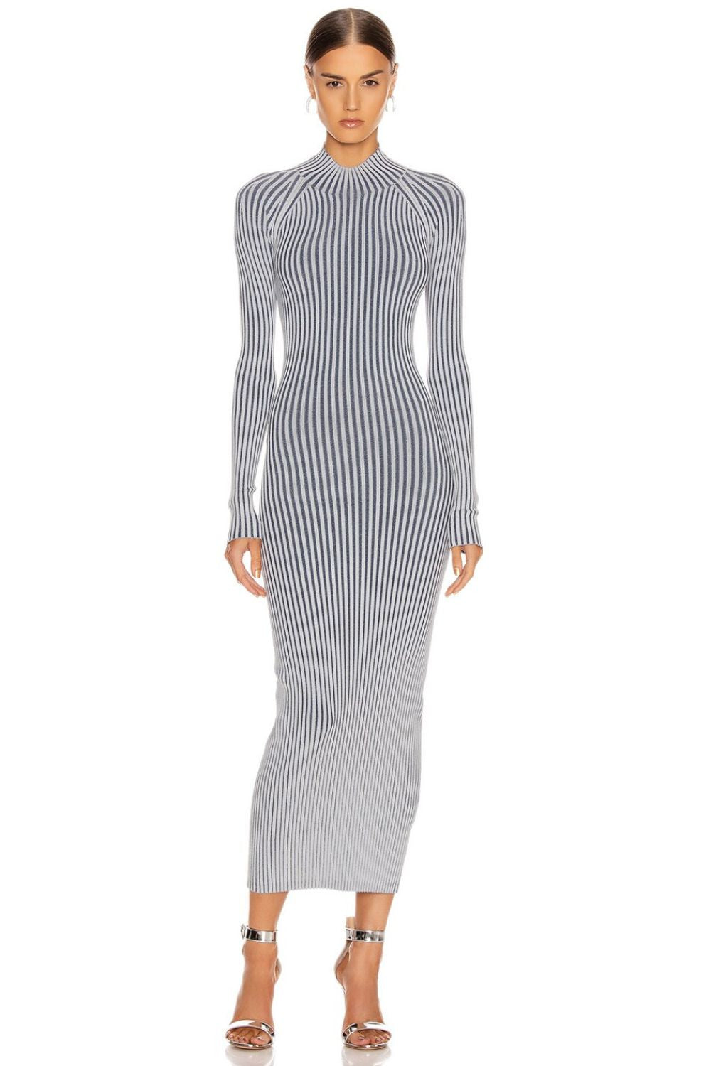 Dion Lee | Stripe Rib Twist Midi Dress | Dove