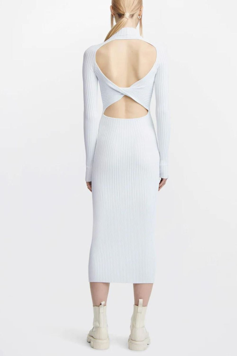 Dion Lee | Stripe Rib Twist Midi Dress | Clear Blue