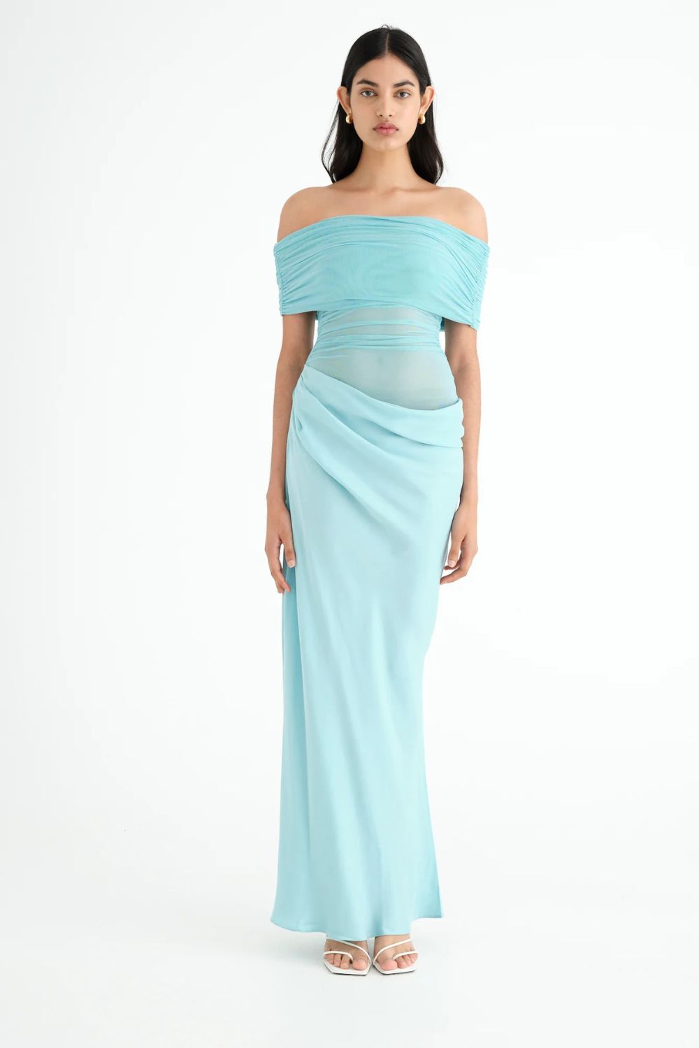 Benni The Label | Nico Off The Shoulder Maxi Dress | Aquamarine