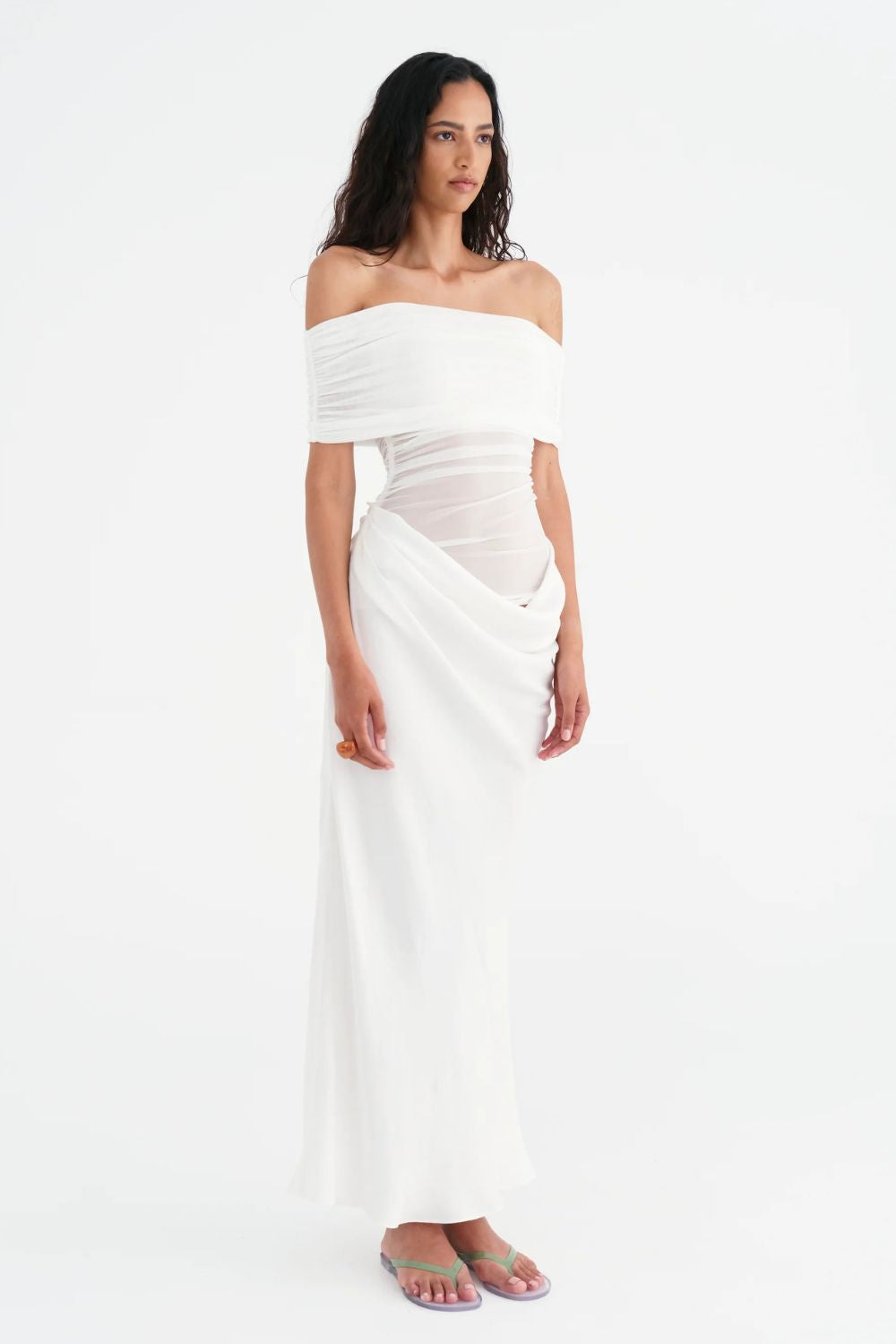 Benni The Label | Nico Off The Shoulder Maxi Dress | White