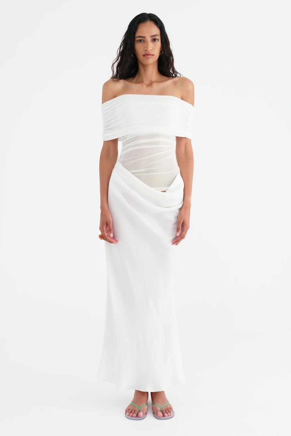 Benni The Label | Nico Off The Shoulder Maxi Dress | White