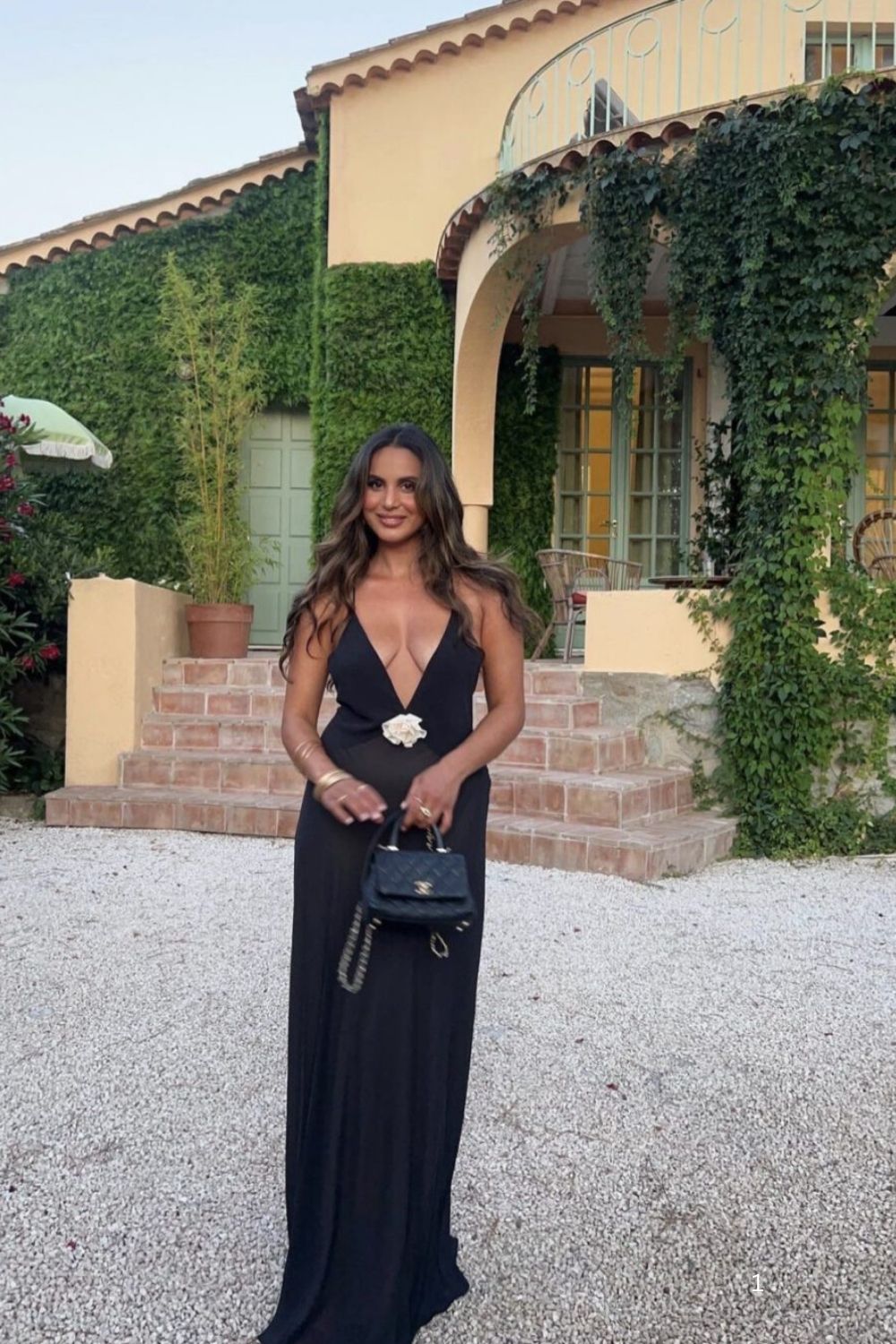 Helsa | Sheer Deep V Long Slip Dress | Black