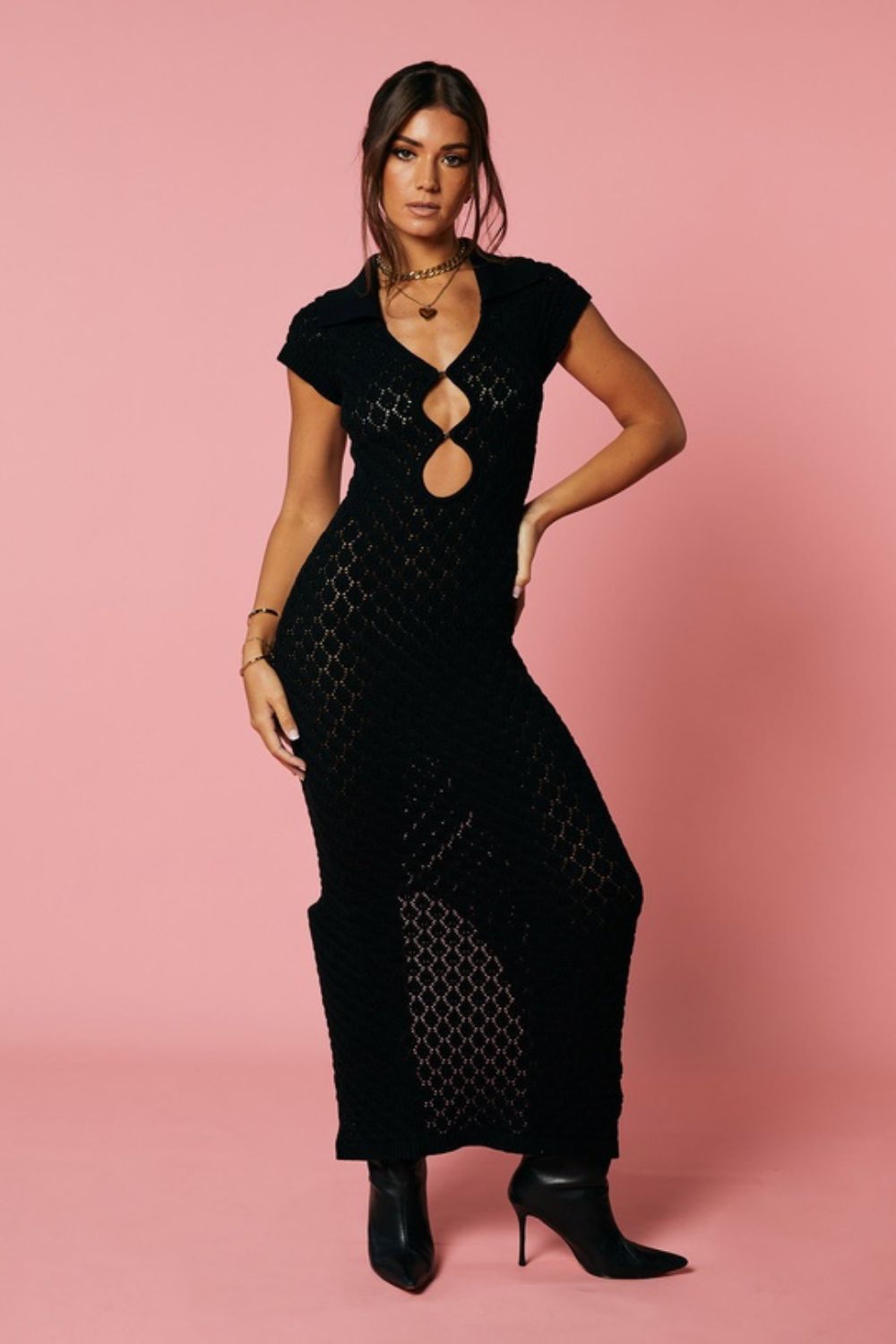 Isabella Quinn | Hailey Knit Polo Maxi | Black