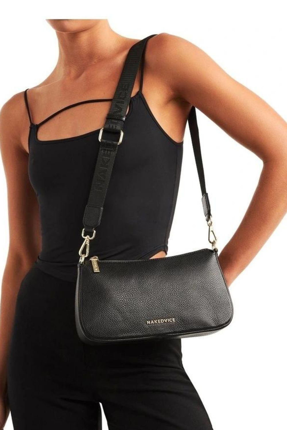 Nakedvice | The Bobby Bag | Black Leather with Gold