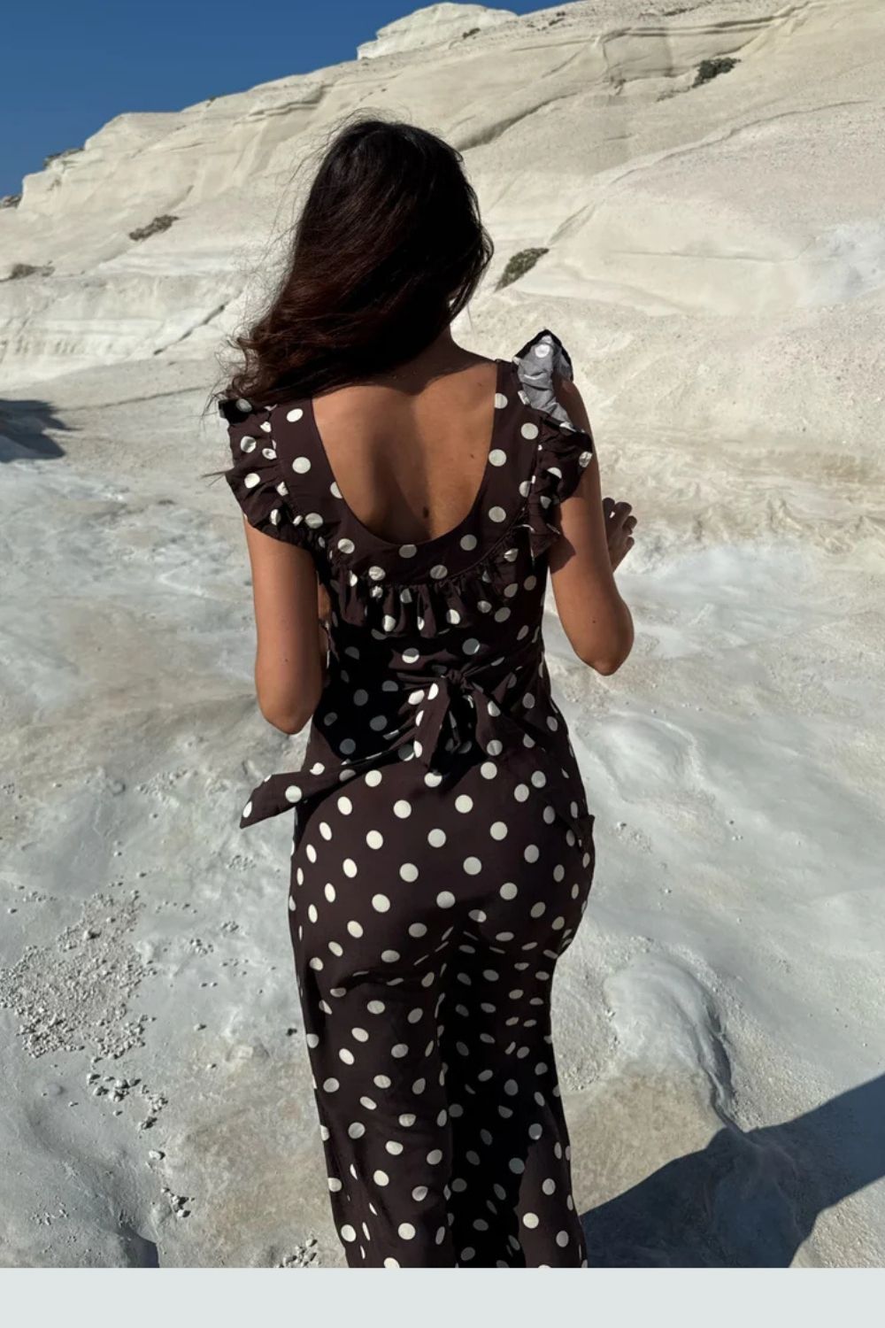 Luna Maxi Dress | Brown with Yellow Polka Dots