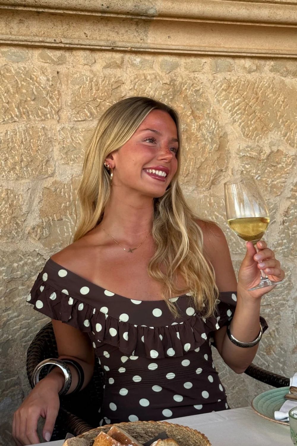 Luna Maxi Dress | Brown with Yellow Polka Dots