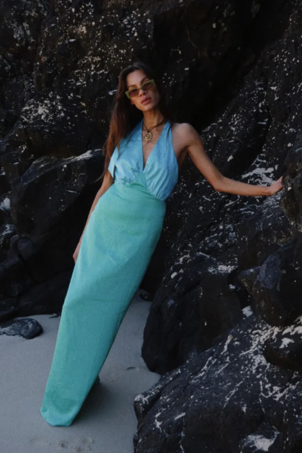 The Wolf Gang | Oahu Slip Maxi Dress | Aquamarine