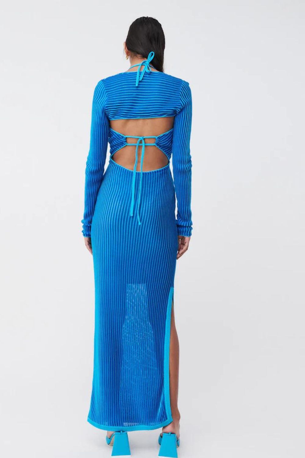 Suboo | Klein Deconstructed Strappy Maxi with Shrug | Blue Knit